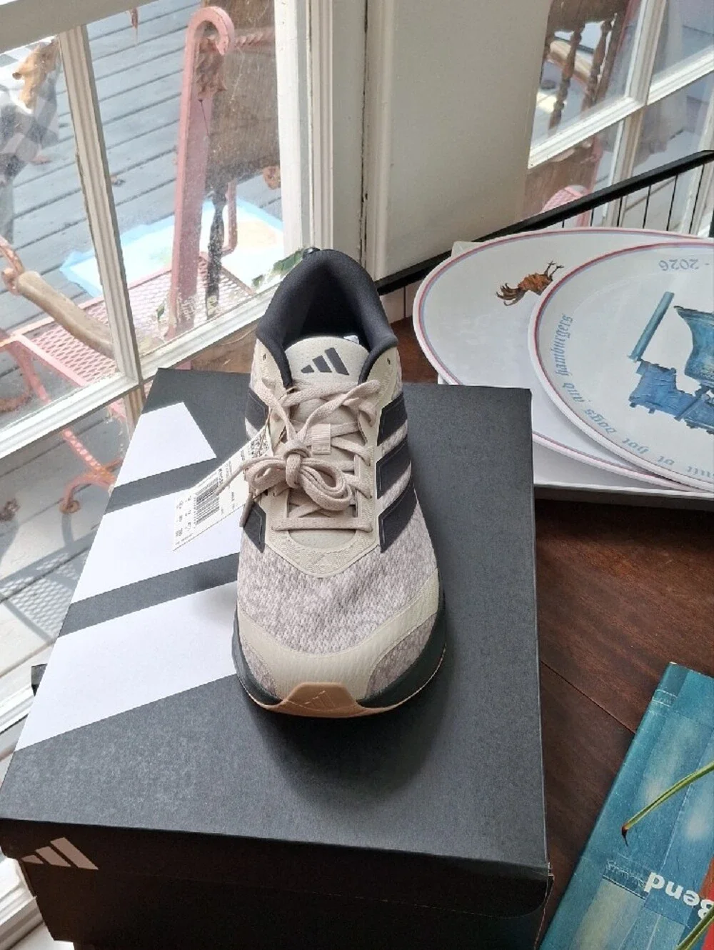 adidas Beige and Black Mesh Running Shoe